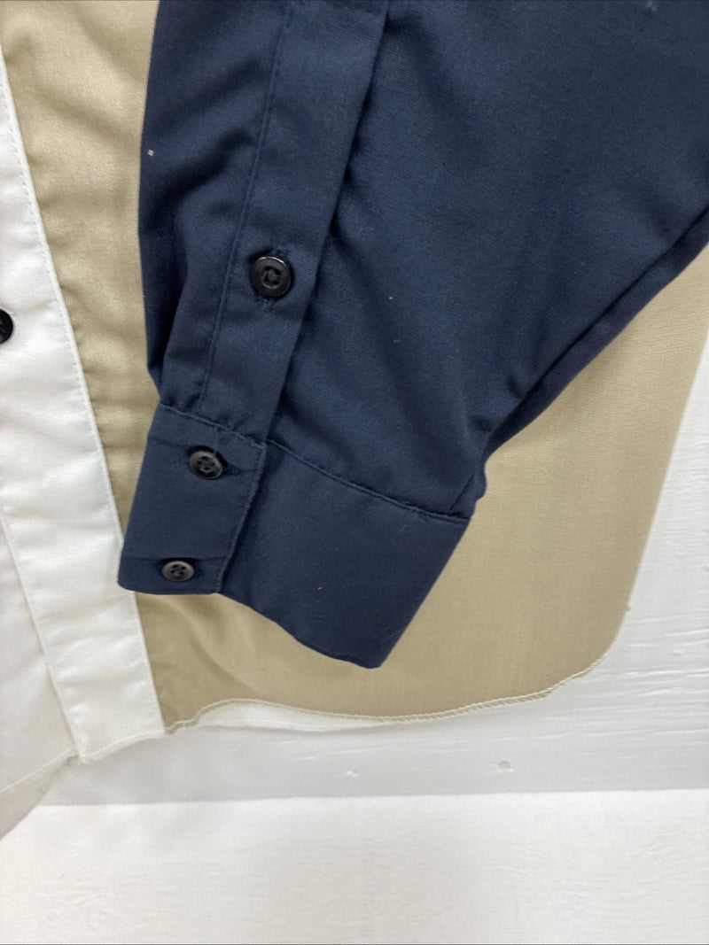 New Men’s Cowboy Threads Blue White Tan Long Sleeve Button Up Large Q-89