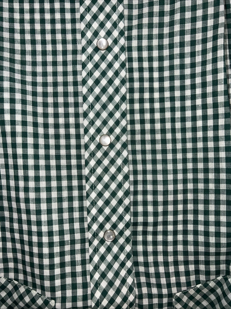 New men’s Western Shirt Works Green Pearl Snap Short Sleeve 14.5 Small A-181