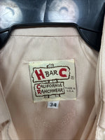 New Women’s H Bar C Tan Designed Long Sleeve Pearl Snap Size 34 II-90