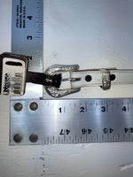 New White Genuine Leather Nocona Silver Pendent 30” Belt #G762 JJ-37