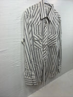 New Men’s Champion Western White Stripe Long Sleeve Pearl Snap 16.5 Large AA-58
