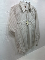 New Men’s ELY Cattleman Tan Stripe Long Sleeve Pearl Snap Medium J-97