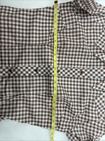 New Women’s Karman Brown Checkered Long Sleeve Pearl Snap Size 38 II-88