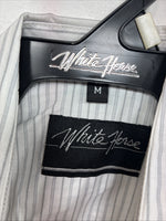 New Boys White Horse Grays Stripe Long Sleeve Pearl Snap Medium DD-119