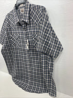 New Men’s ELY cattleman Blue Short Sleeve Pearl Snap 3XL E-27