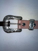 New Pink Genuine Leather Nocona Silver Bling 34” Belt #N1344999 Z-90