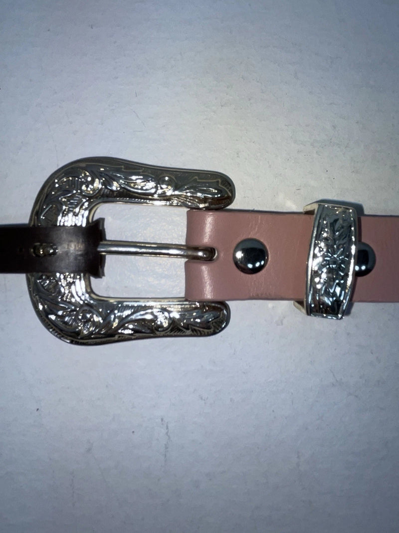 New Pink Genuine Leather Nocona Silver Bling 34” Belt #N1344999 Z-90