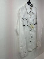 New Kids ELY Cattleman Western White Long Sleeve Pearl Snap Large DD-60