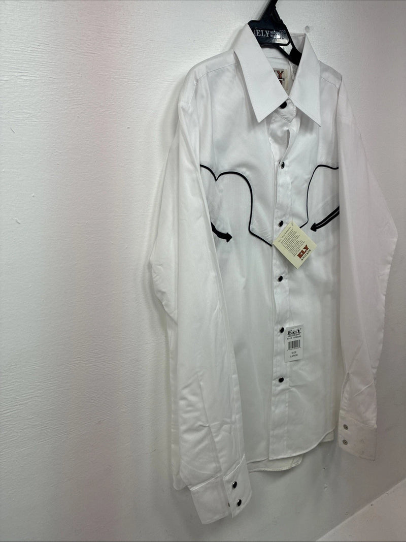 New Kids ELY Cattleman Western White Long Sleeve Pearl Snap Large DD-60