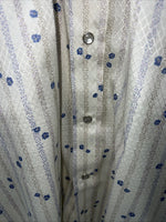 New Men’s White Floral HbarC Ranchwear Long Sleeve Pearl Snap Shirt 16x34 L S-32