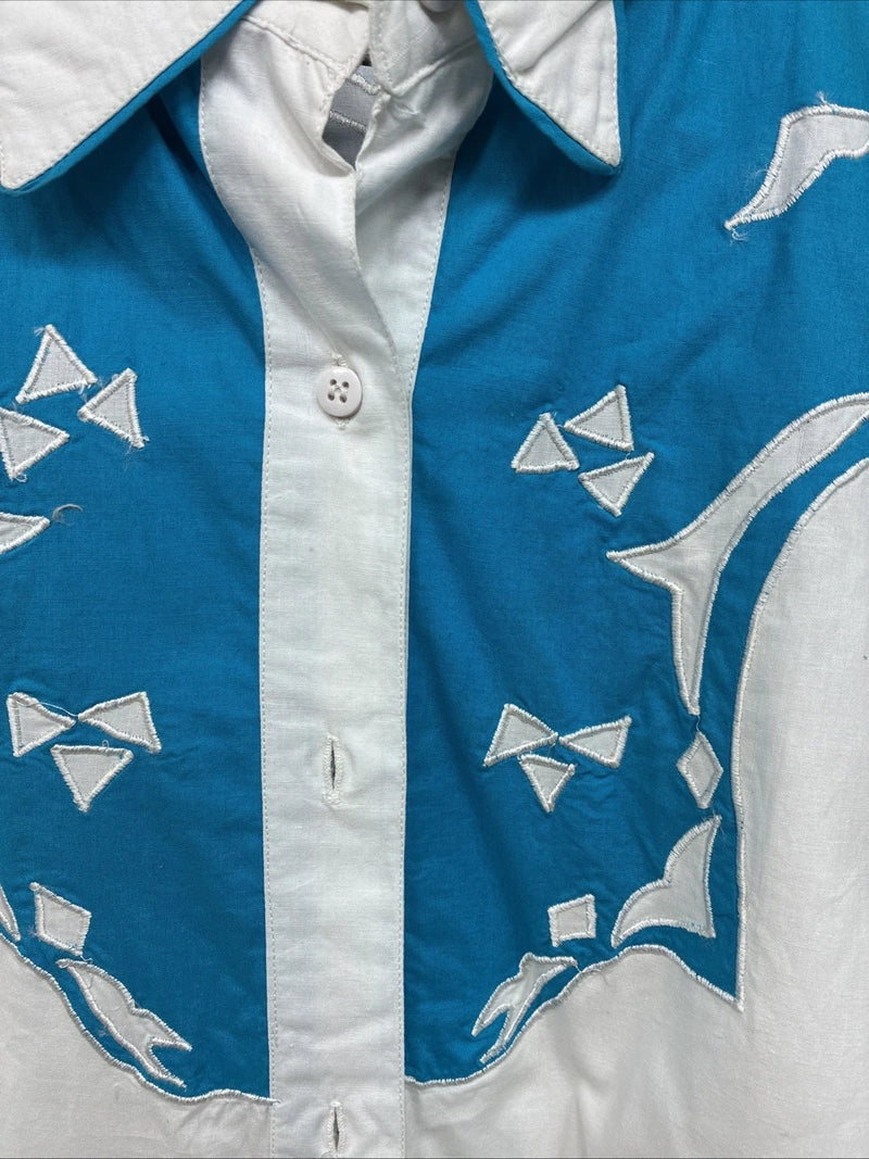 New Women’s Mine & Bills White Blue Long Sleeve Button Up Medium MM-112