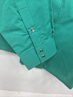 New Women’s White Horse Green Gem Long Sleeve Pearl Snap Large II-74