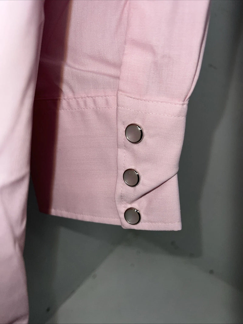 New Men’s Pink HbarC Ranchwear Pearl Snap Long Sleeve Shirt. 16x33 L P-50