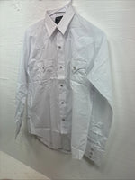 New Kids Champion Western White Long Sleeve Pearl Snap Size 16 CC-117