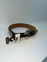 New Black Genuine Leather Nocona Silver Pendent 24” Belt #915 NN-33