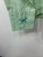 New Kids Mustang Green Long Sleeve Button Up English Shirt Size 12 YY-21
