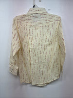 New Kids White Horse Floral Long Sleeve Pearl Snap Medium MM-5