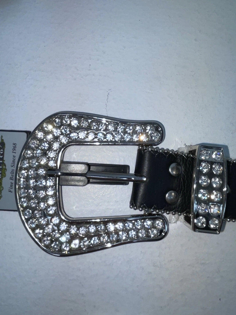 New Black Genuine Leather Nocona Silver Bling Cross XL Belt #N1330999 Z-79