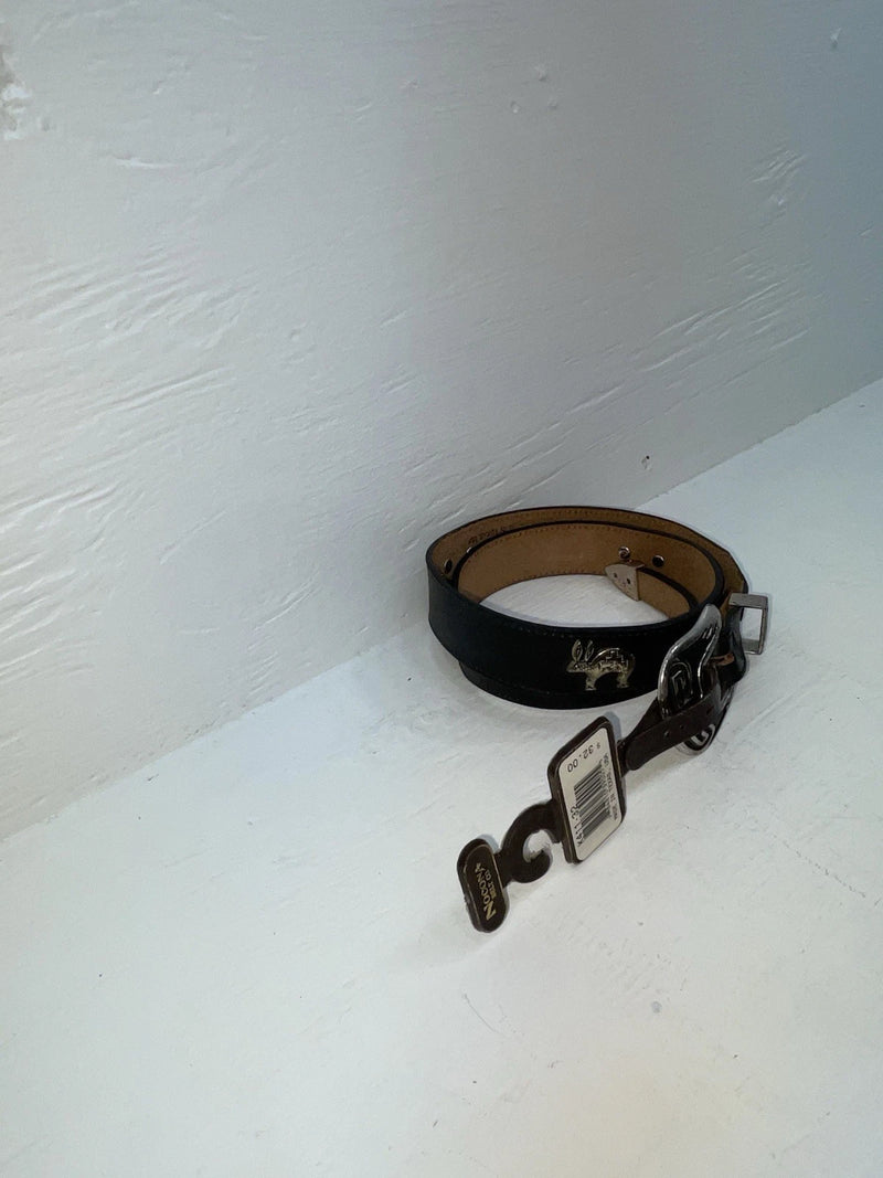 New Black Genuine Leather Nocona Silver Pendent 32” Belt #K411 Z-149