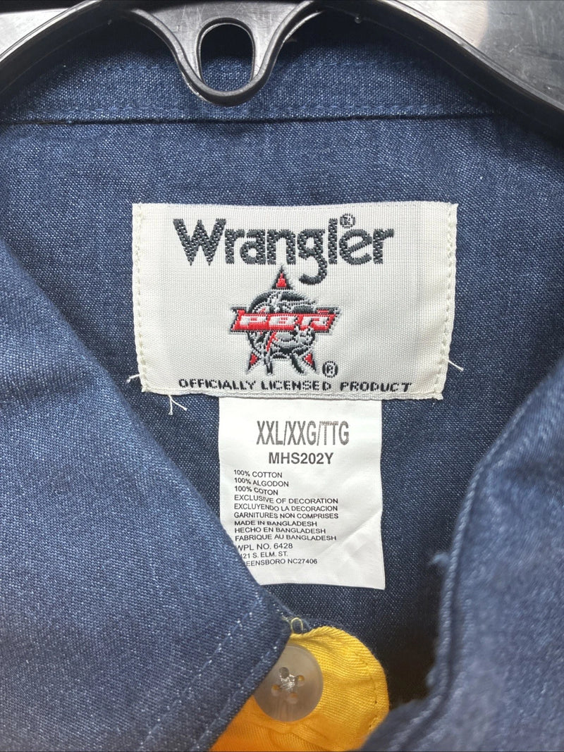 New Men’s PBR Wrangler Yellow Blue Long Sleeve Button Up 2XL T-28