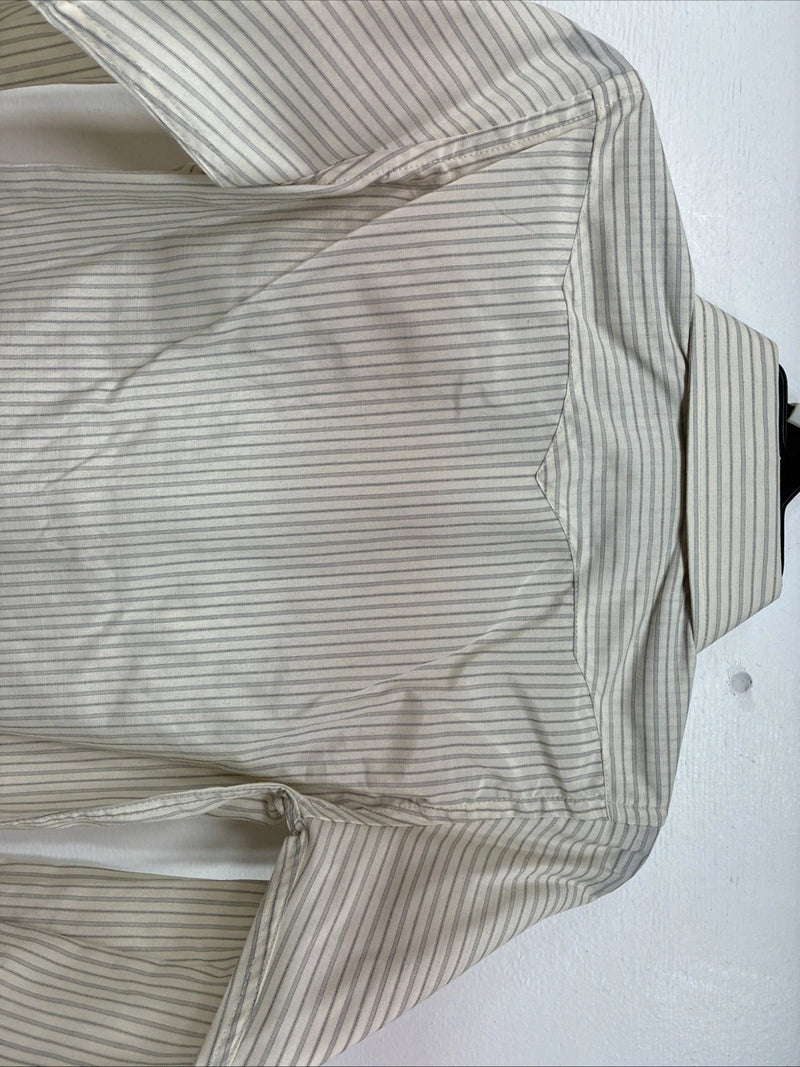 New Kids White Horse Yellow Stripe Long Sleeve Pearl Snap Small DD-130