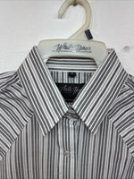 New Women’s White Horse Black White Stripe Long Sleeve Pearl Snap Medium LL-80