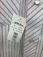 New Kids White Horse Gray Stripe Long Sleeve Pearl Snap Medium DD-57