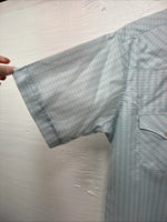 New Men’s White Horse Blue Plaid Short Sleeve Pearl Snap Large CC-46