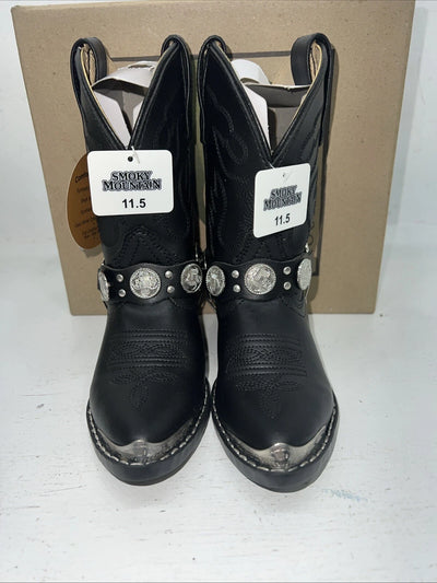 New Children’s Black Smoky Mountain Cowboy Boots. 1083 C 11.5 11 1/2. 24-114