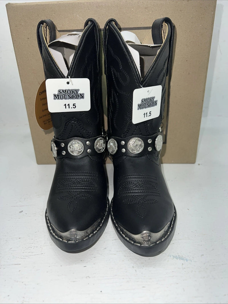New Children’s Black Smoky Mountain Cowboy Boots. 1083 C 11.5 11 1/2. 24-114