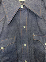 New Men’s Karman Western Wear Denim Pearl Snap Shirt. 14.5 x 32 Small A-169