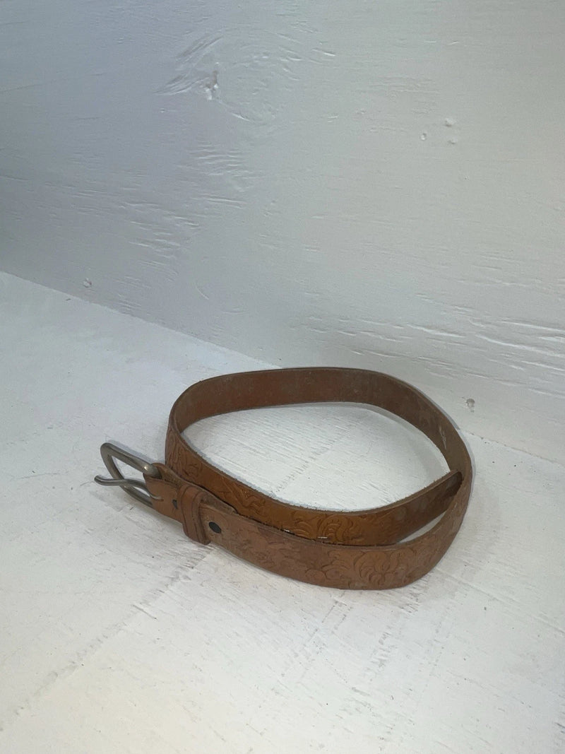 New Brown Genuine Leather Chambers Tooled 28” Belt #WY544 JJ-105