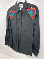 New Women’s Wrangler Black Designed Long Sleeve Button Up Large LL-42