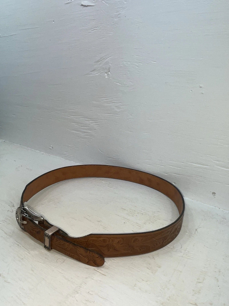New Brown Genuine Leather Tooled 34” Belt #SR502 Z-115