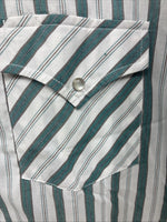 New Men’s ELY Cattleman Blue White Stripe Short Sleeve Pearl Snap XL M-21
