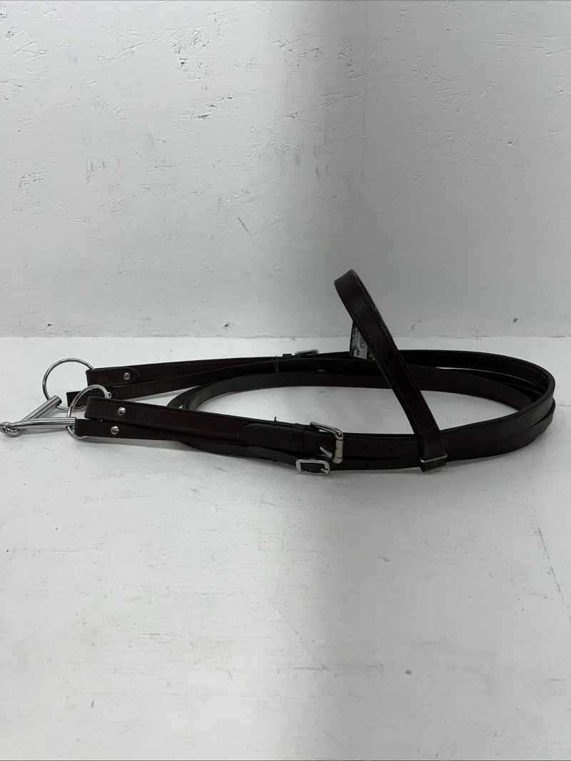 New Leather Tough 1 Western Browband Headstall W/ Split Reins And Bit Large S-73