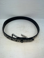 New Black Genuine Leather 3D Pearl And Silver Bling 34” Belt #6090 Z-119