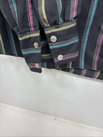 New Women’s H Bar C Black Stripe Long Sleeve Pearl Snap Size 38 TT-71