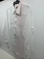 New Men’s ELY Cattleman White Designed Long Sleeve Pearl Snap 16.5 Large Q-102
