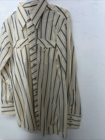 New Men’s Yellow Stripped HbarC Pearl Snap Long Sleeve Shirt 15.5x33 M I-31