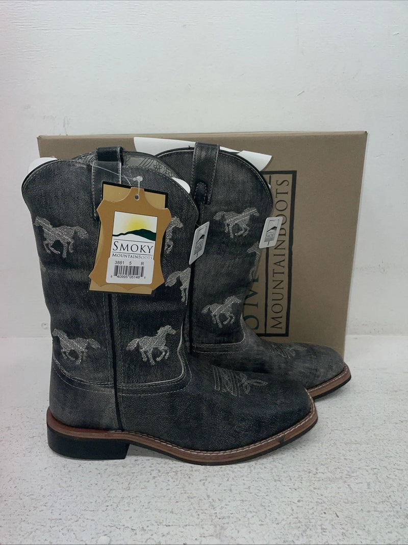 New Women’s Black Smoky Mountain Cowboy Boots. 3881 Y 5. 2-73