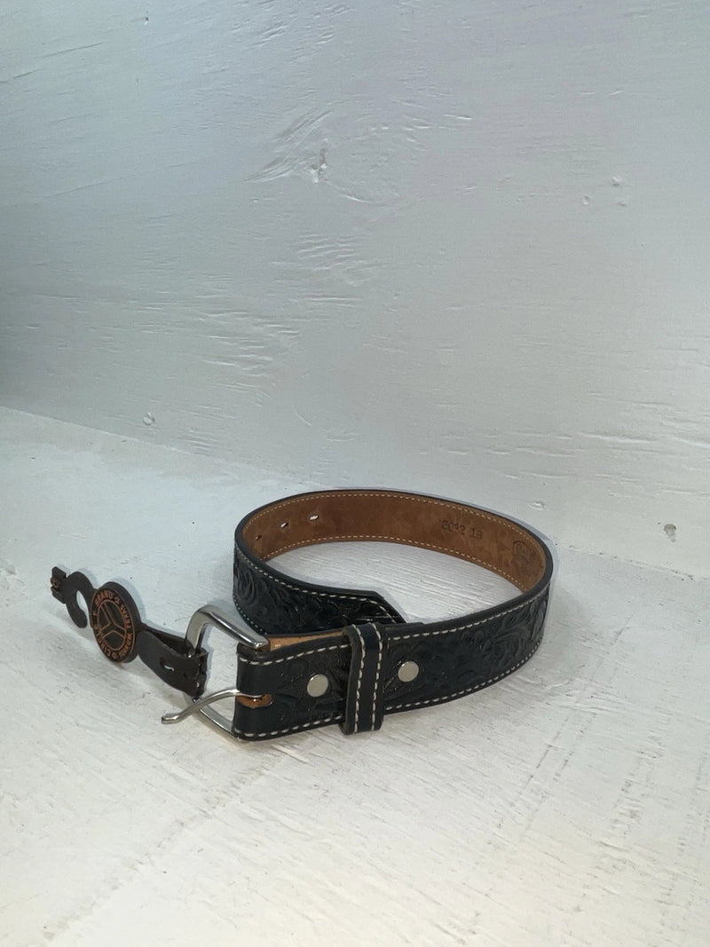 New Black Genuine Leather Circle Y Tooled 18” Belt #8022 NN-64