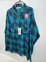 New Women’s Cumberland Blue Plaid Long Sleeve Pearl Snap 3XL Plus DD-15
