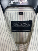 New Kids White Horse Yellow Stripe Long Sleeve Pearl Snap XL DD-61