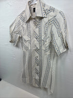 New Men’s Champion Western White Western Short Sleeve Pearl Snap Small J-57