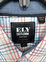 New Men’s ELY Cattleman Multicolor Stripe Long Sleeve Pearl Snap Large CC-20