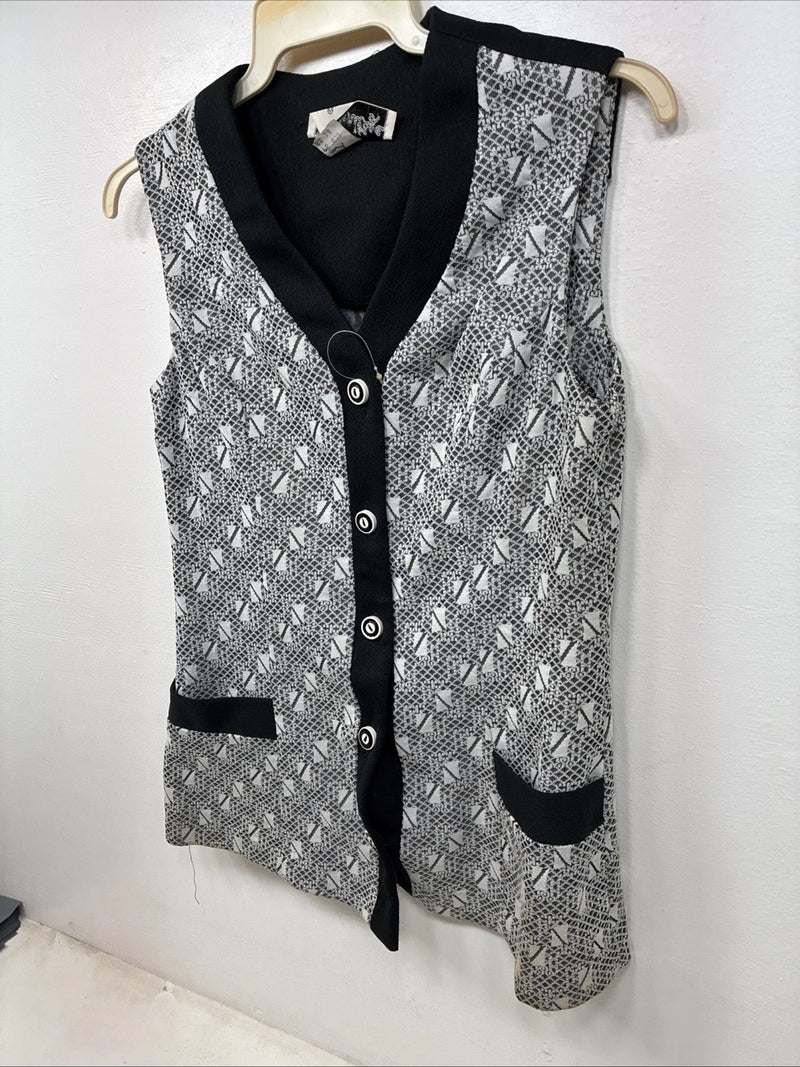 New Women’s Western Heritage Black White Show Vest Button Up Size 14 YY-112