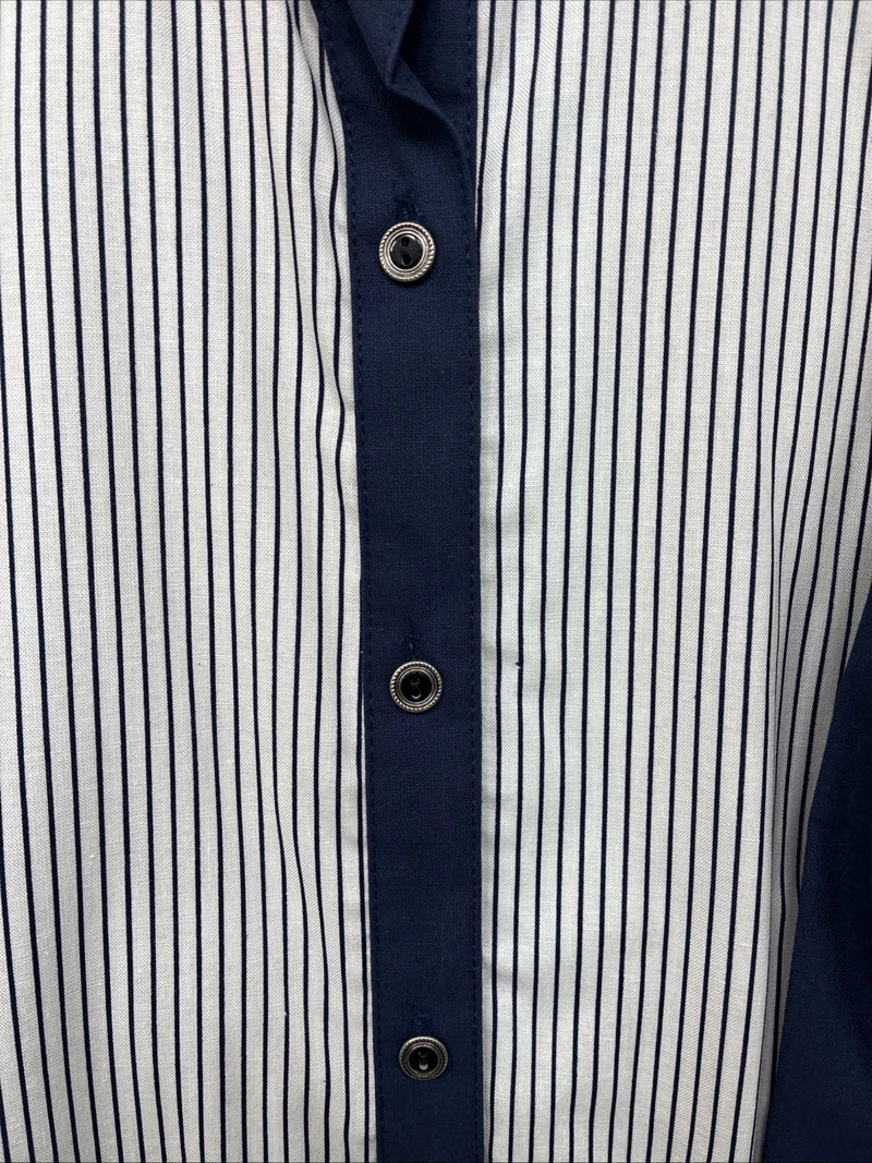 Be Women’s Cowboy Threads Blue White Long Sleeve Button Up Large LL-40