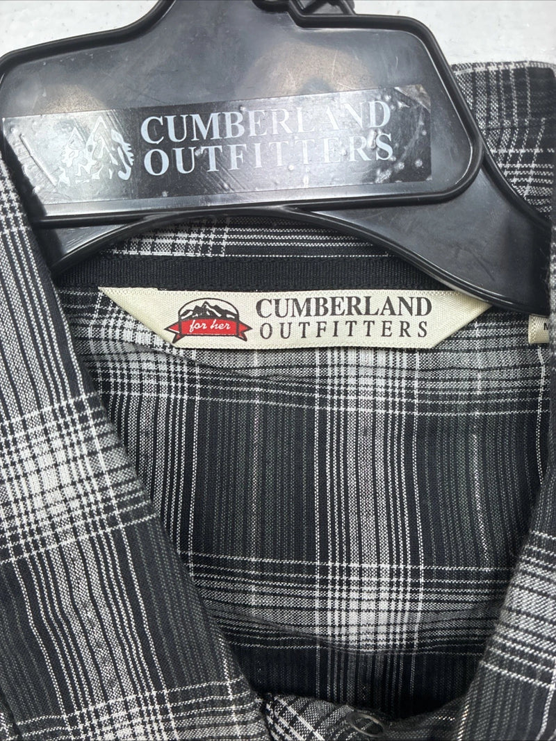 New Women’s Cumberland Gray Plaid Long Sleeve Pearl Snap XL LL-7