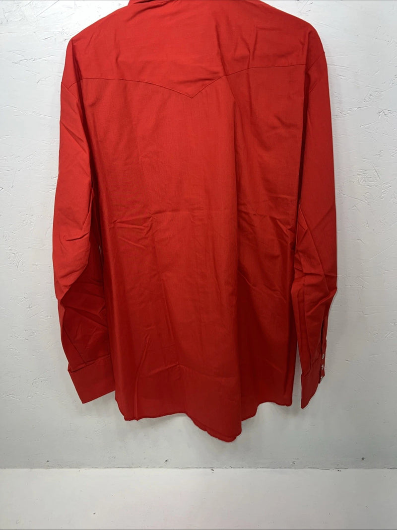 New Men’s Red HbarC Ranchwear Long Sleeve Pearl Snap Shirt. 17x35 XL S-8